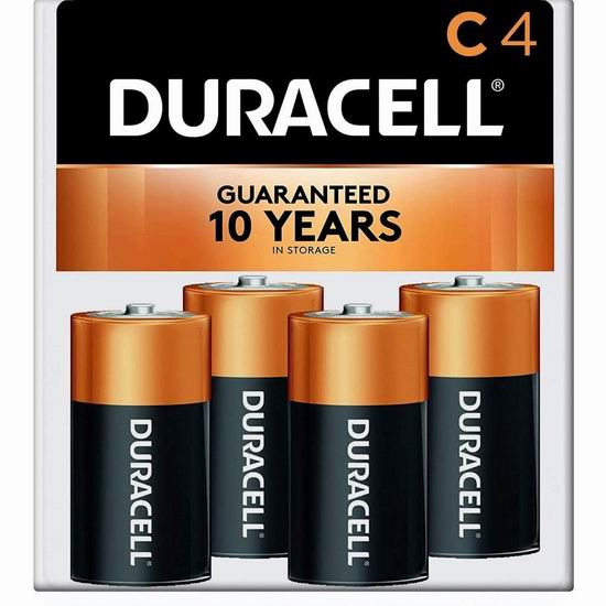  Duracell 金霸王 CopperTop C号碱性电池4件套 5.68加元包邮！