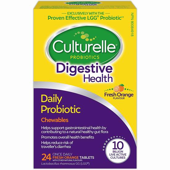  手慢无！Culturelle Digestive Health 100亿活性益生菌胶囊（24粒）4.1折 12.49加元！