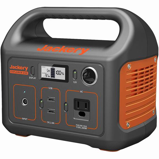  Jackery Explorer 240 240Wh 110V/200W 便携式备用电源/移动电源5.5折 206加元包邮！会员专享！