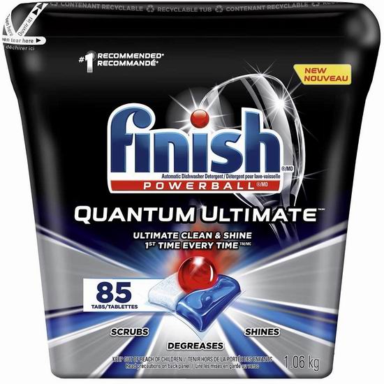  Finish 亮碟 Quantum Ultimate 洗碗机洗涤块（85粒）16.78加元