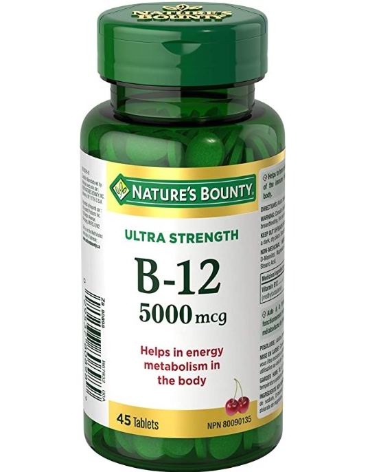  Nature's Bounty Ultra维他命B12补充剂 5000毫克  45片 樱桃味 10.44加元，原价 13.97加元