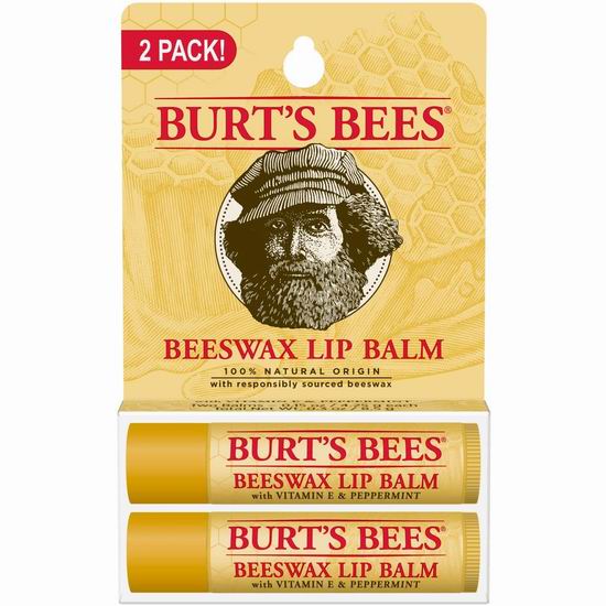  历史最低价！Burt's Bees 小蜜蜂 纯天然蜂蜡润唇膏2支装4.7折 3.8加元！