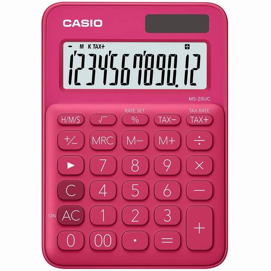  历史新低！Casio 卡西欧 MS-20UC-RD 太阳能 彩色计算器 8.19-8.8加元！2色可选！