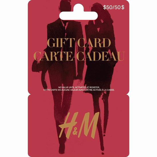 H&M 价值50加元实体礼品卡及电子礼品卡限时8.5折！