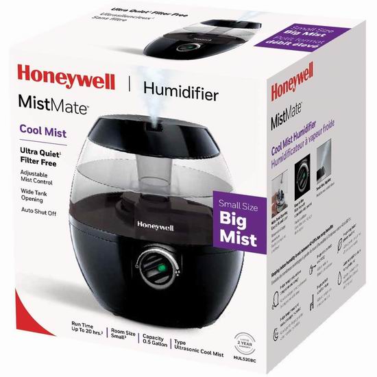 Honeywell HUL520BC MistMate 1.89升超声波加湿器7.8折 42.81加元包邮！