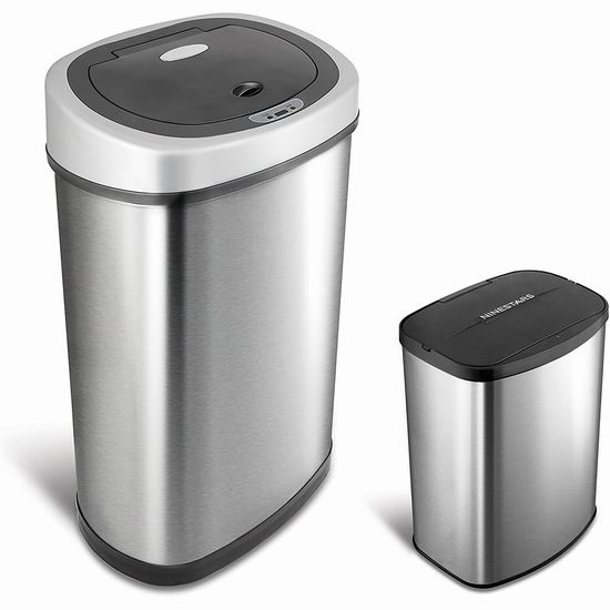  iTouchless 50升+8升 感应式不锈钢除臭垃圾桶2件套5.5折 94.73加元包邮！