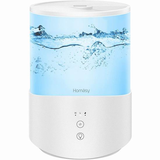  Homasy 2.5升 七色LED灯 顶部加水 超声波加湿器 39.99加元包邮！免税！