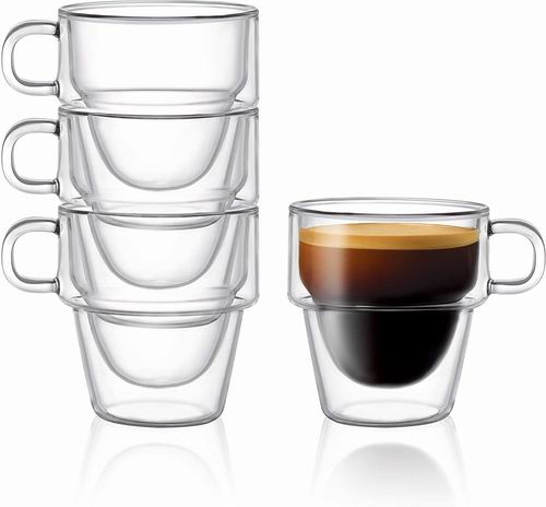  JoyJolt 双层玻璃杯/咖啡杯 4件套 32.25加元，原价 37.95加元
