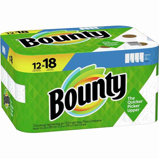  Bounty select-a-size 双层厨房用纸12卷装 19.98加元！