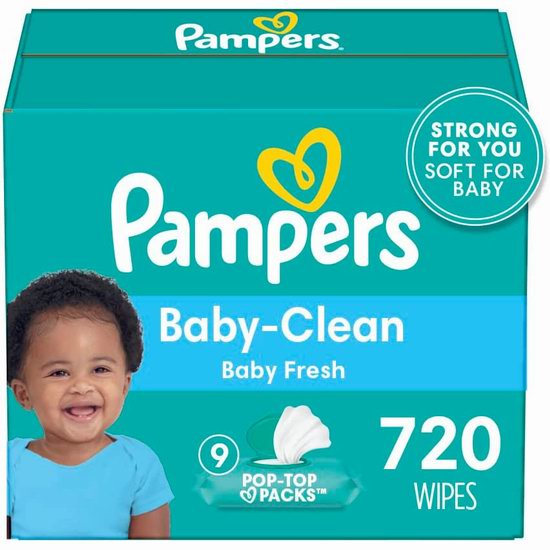  Pampers 帮宝适 低过敏 清新香味 婴儿湿纸巾（720张）购2件仅需34加元包邮！