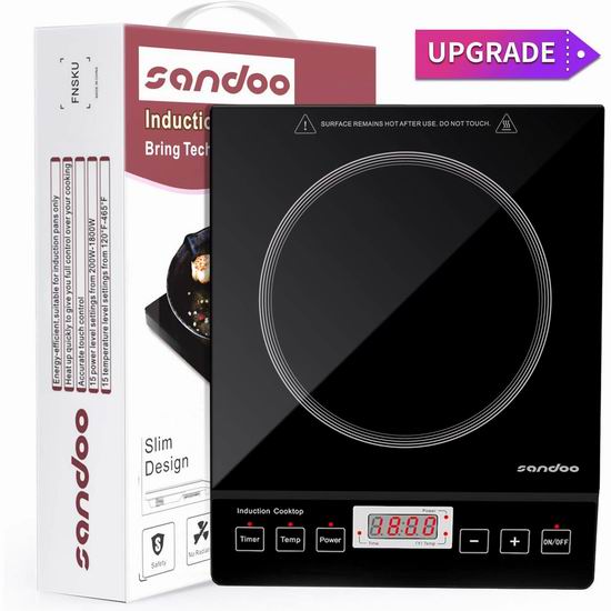  Sandoo HA1897 1800瓦便携式家用电磁炉 67.99加元包邮！
