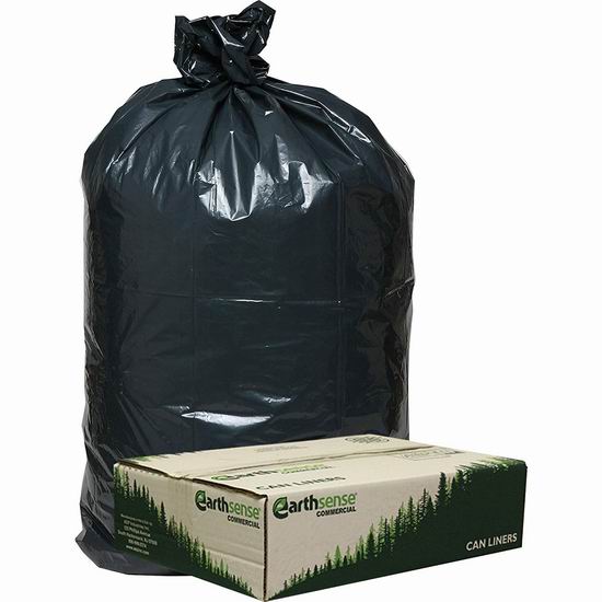  白菜价！历史新低！Earthsense Commercial RNW1TL80 33加仑 黑色垃圾袋80件套2.1折 8.71加元清仓！