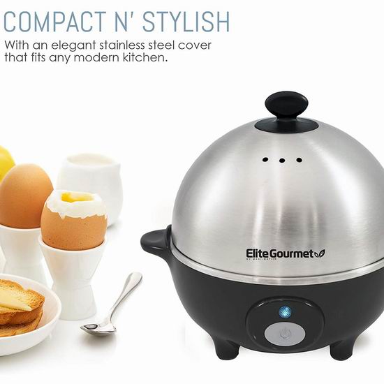  Elite Cuisine EGC-508 Maxi-Matic 多功能家用不锈钢煮蛋器/蒸煮器5.6折 25.62加元！