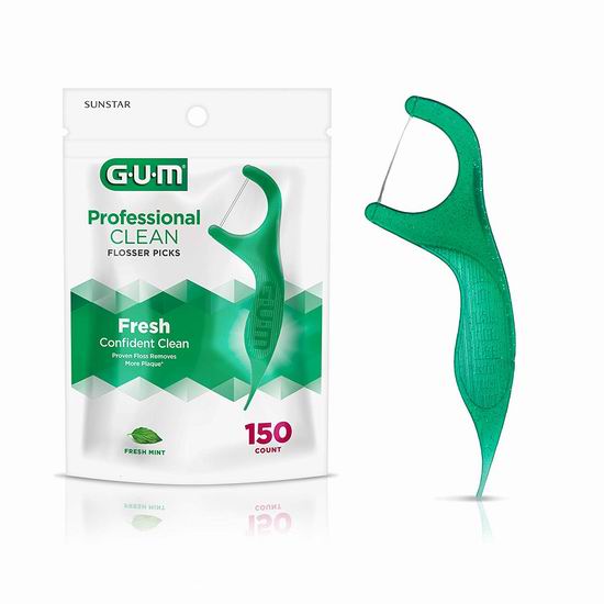  GUM 薄荷味 专业清洁牙线150个装  5.49加元