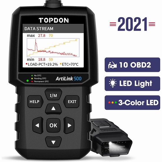  TOPDON AL500 尾气排放检测 汽车故障诊断仪 49.49加元限量特卖并包邮！
