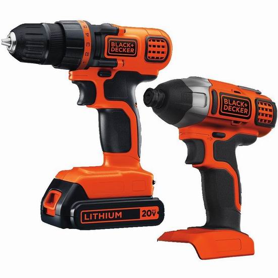  BLACK+DECKER 百得 BD2KITCDDI 20V MAX 充电式 电钻/冲击起子套装 109加元（原价 129.99加元）