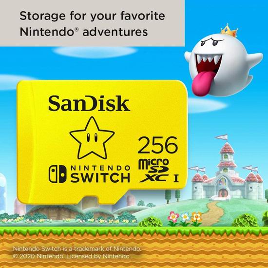  SanDisk 256GB Switch游戏机专用 Microsdxc储存卡 38.98加元（原价 42.94加元）