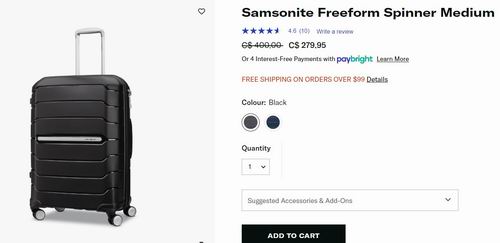 Samsonite Freeform 21/28英寸拉杆行李箱2件套5折 382.12加元（官网原价约760加元）