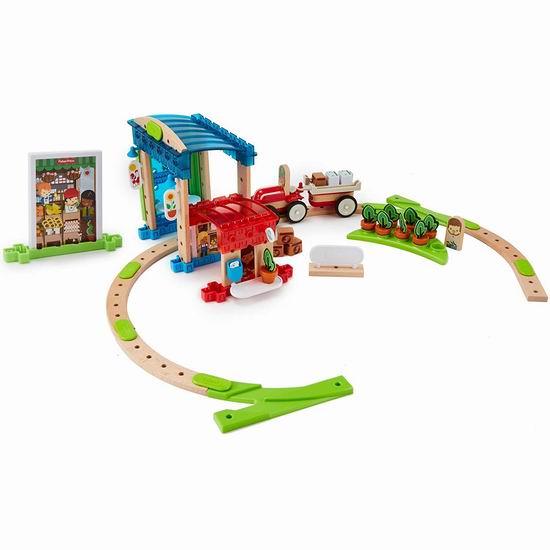  白菜价！Fisher-Price 费雪 Wonder Builders 木质城市轨道积木套装3.2折 15.98加元！