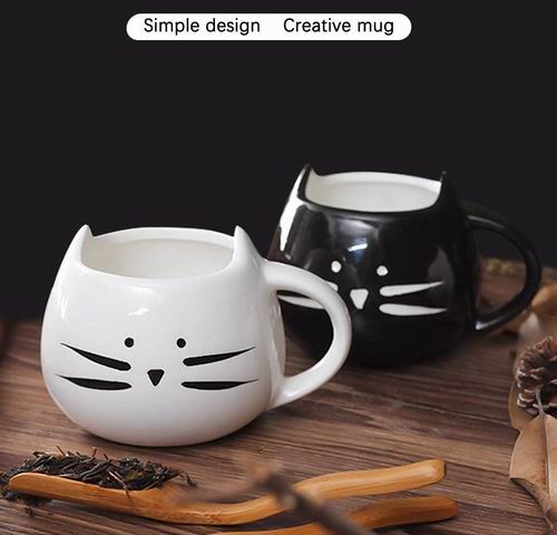  SITAKE 可爱猫咪陶瓷咖啡杯 500毫升 2件+2个勺子套装 23.99加元