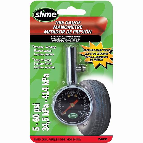 白菜价！Slime 24031 5-60 PSI 汽车轮胎气压计/胎压计2.5折 1.98加元清仓！