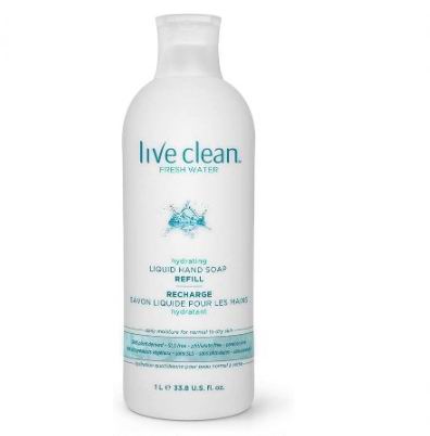  Live Clean 保湿手工皂补充装1升 4.99加元，原价 6.97加元