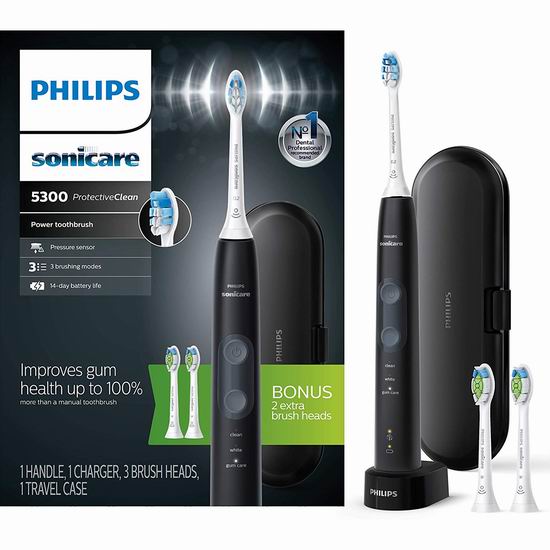  Philips 飞利浦 HX6423/34 Sonicare ProtectiveClean 5300 声波震动牙刷6.4折 89.95加元包邮！