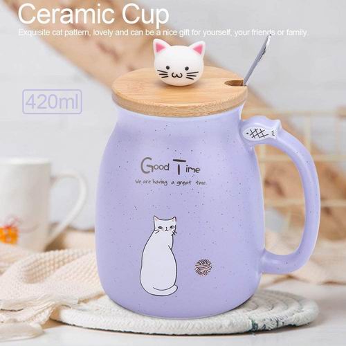  再降！TOPINCN可爱猫咪造型陶瓷咖啡杯/牛奶杯/水杯 带勺子和木盖  6.3折 14.99加元