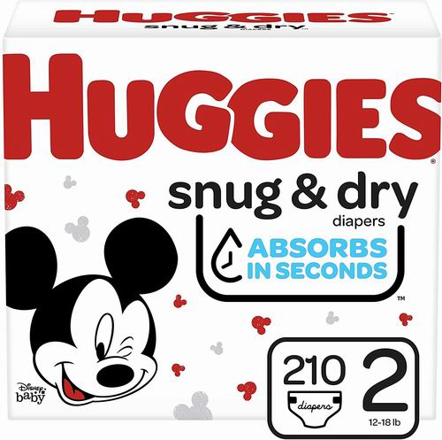  Huggies Snug & Dry Size 2好奇婴幼儿纸尿裤 210片 28.21加元，原价 54.99加元