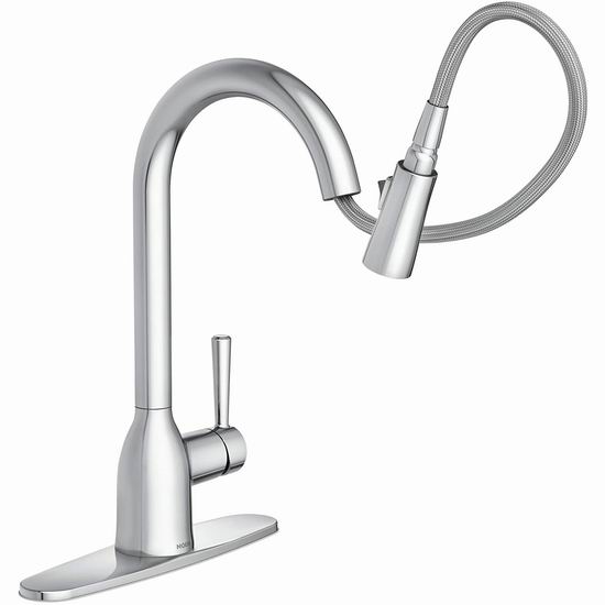  Moen 摩恩 87233 Adler 可拔出式 镀铬不锈钢厨房水龙头7.3折 159.99加元包邮！