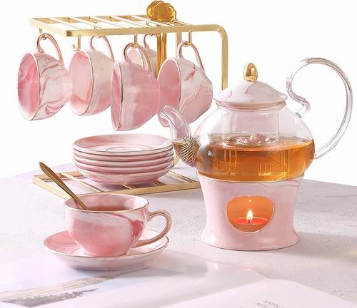  COOSKIN 大理石花纹全套茶具21件 77加元，2色可选！