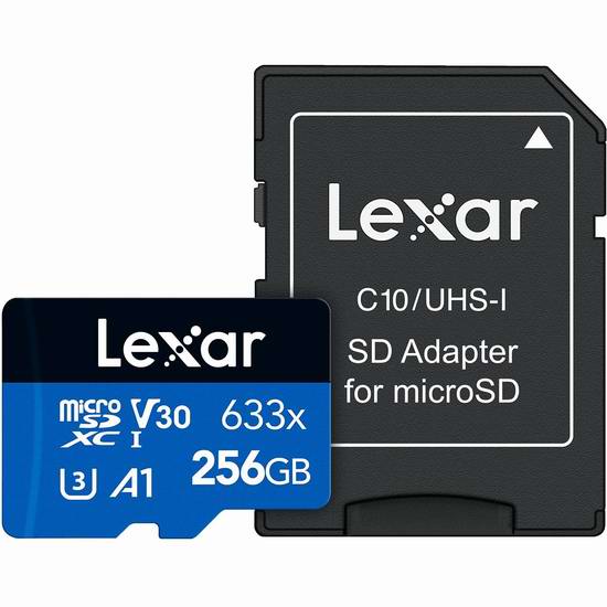  历史新低！Lexar 雷克沙 microSDHC 633x 256GB 高性能储存卡 39.45加元包邮！
