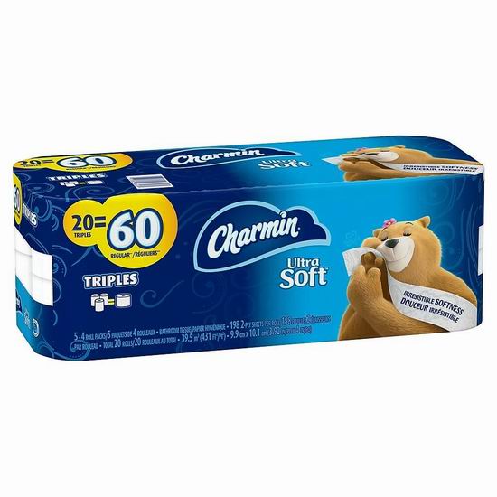  Charmin Ultra Soft 超软双层卫生纸12-20卷装4.6折 5.99加元起+无门槛包邮！