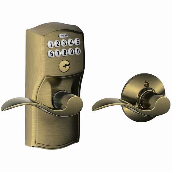  Schlage 西勒奇 FE575 CAM 609 ACC 自动上锁 家用电子密码门锁3.8折 114.43加元包邮！