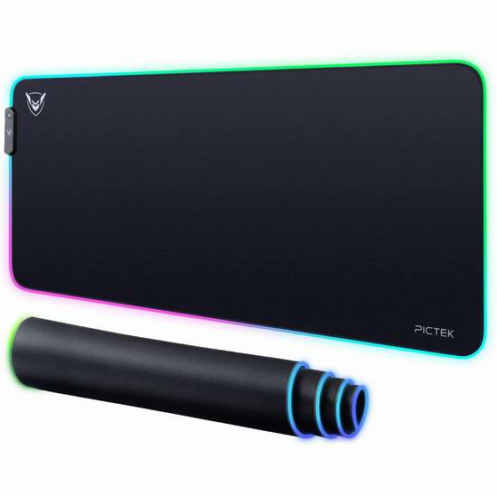  PICTEK LED RGB炫酷 超大防滑游戏鼠标垫5.7折 14.99加元！