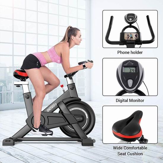  ONETWOFIT 家用动感健身自行车5.4折 199.99加元包邮！