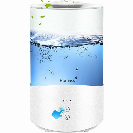  Homasy 4升大容量 顶部加水 超声波加湿器 29.2加元限量特卖并包邮！