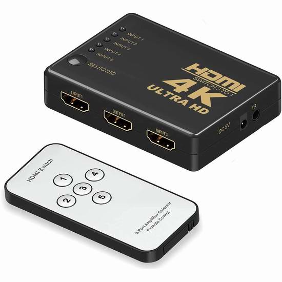  历史新低！Petiarkit 4K HDMI 五转一切换器 11.89加元！