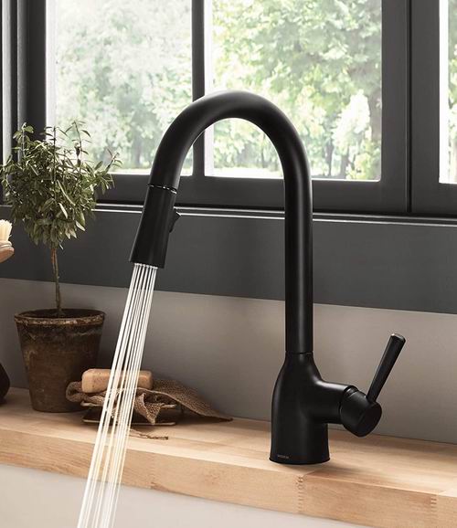  史低价！Moen 摩恩 87233BL  Adler 单手柄下拉式厨房水龙头 189.95加元，homedepot同款价 259加元