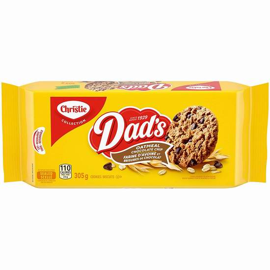  历史新低！Dads Oatmeal 巧克力燕麦曲奇饼干（305克）6折 1.99加元！