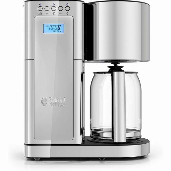  白菜价！Russell Hobbs CM8100BKRC 高颜值复古 不锈钢可编程咖啡机3.4折 60.8加元包邮！