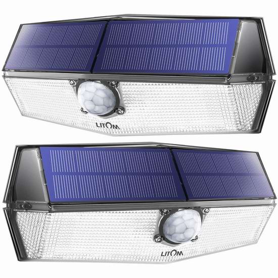  历史新低！Litom 200 LEDs 超亮太阳能室外运动感应灯2件套 24.99加元！
