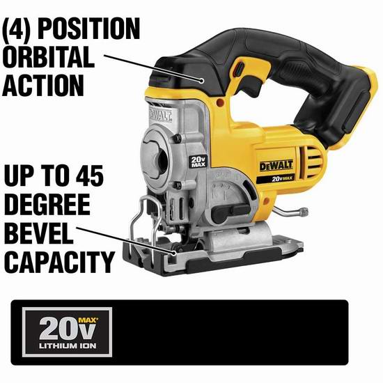  DEWALT 得伟 DCS331B 20伏 Max 重型电锯/曲线锯6.5折 149加元包邮！不含电池！