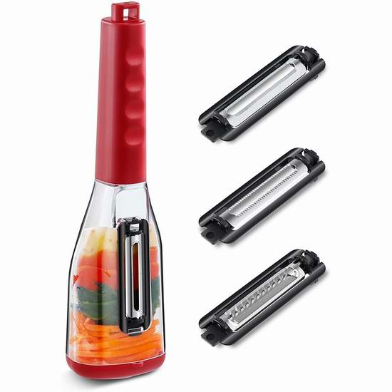  历史新低！Geedel 三合一 带筒 刨丝削皮神器5折 8.99加元！2色可选！