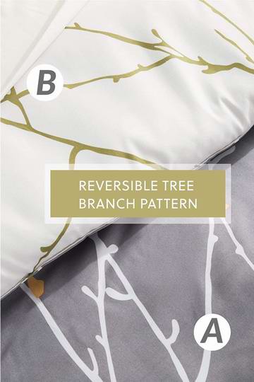 Bedsure 双面两风格 时尚树枝印花 Queen 仿羽绒被8件套4.4折 48.19加元包邮！