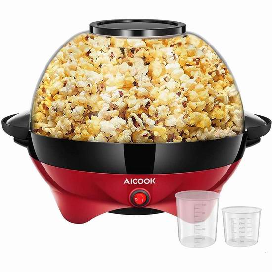  AICOOK 6夸脱 健康无油 热空气 爆米花机 7.5折 44.99加元包邮！