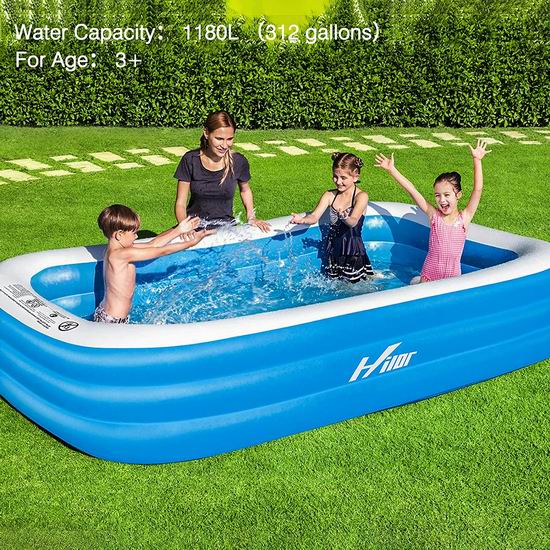  Hilor 3米 加大号全尺寸 矩形充气游泳池5.1折 69.99加元包邮！2色可选！会员专享！
