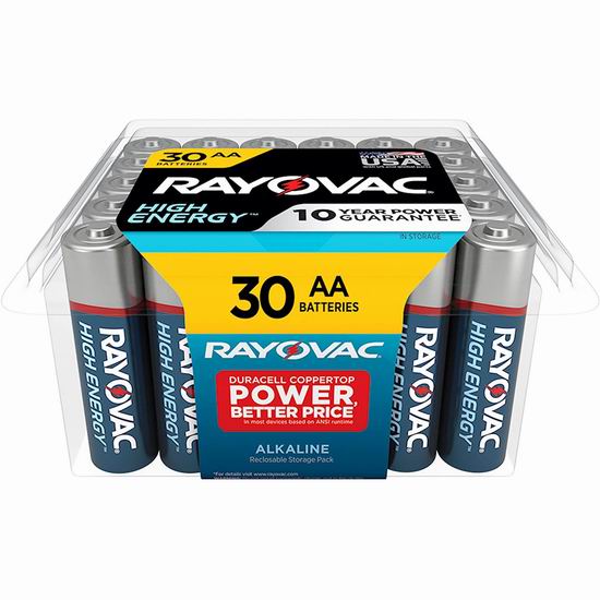  Rayovac AA 碱性电池30件套 12.89加元！