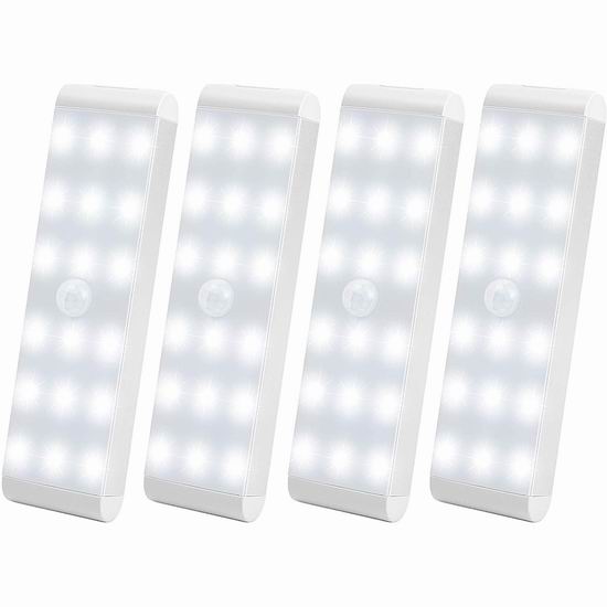  白菜价！Lightbiz 18-LED 超亮 可充电 室内运动感应灯4件套3.9折 27.99加元包邮！