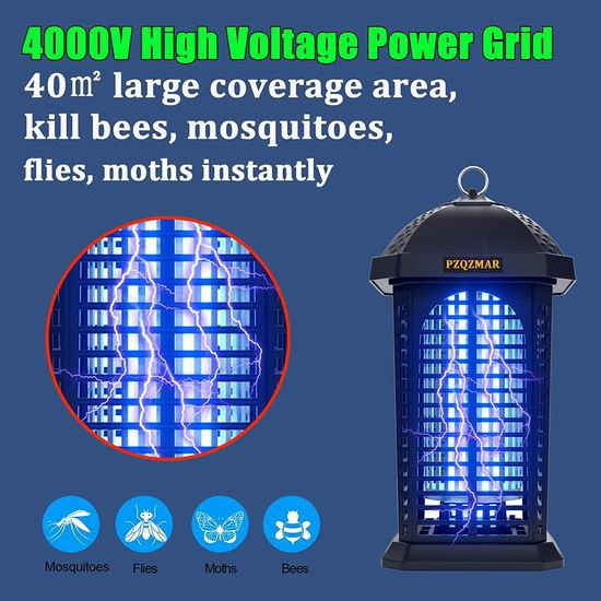  Lukasa 4000V 25W 升级版 专业灭杀蚊蝇飞虫 高压强力灭蚊灯5折 34.99加元包邮！
